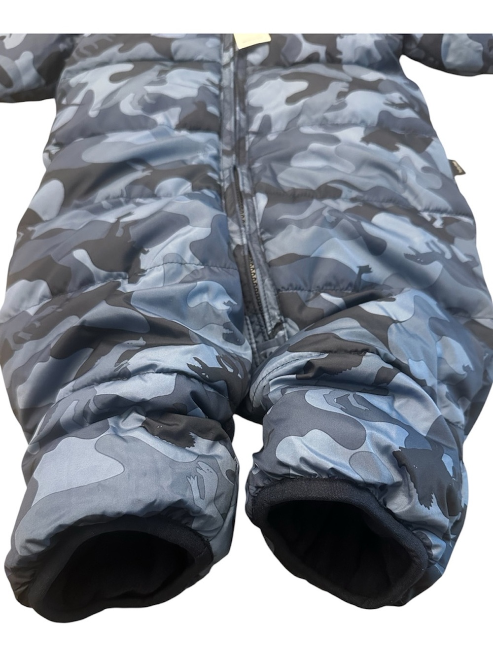 GAP Infant Dinosaur Blue Camouflage Puffer Bunting Snowsuit Winter 3-6 Months - Picture 2 of 7